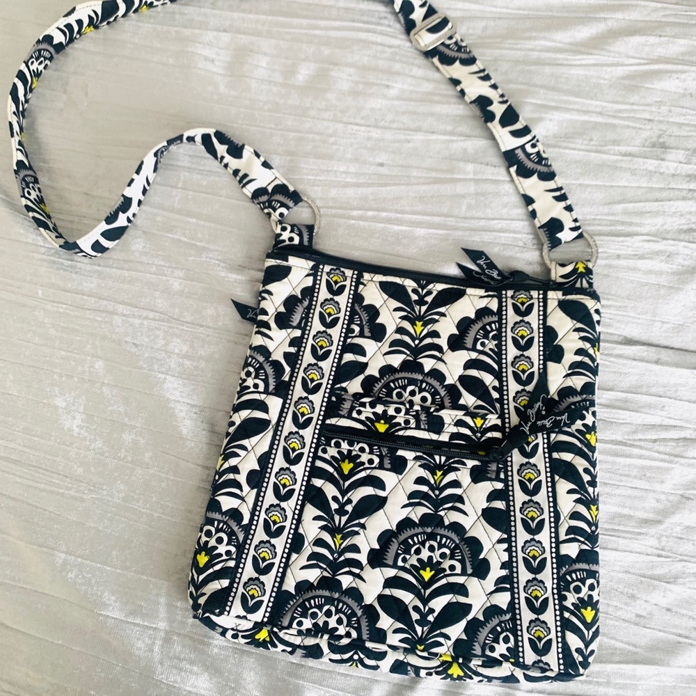 Vera Bradley black yellow white crossbody bag